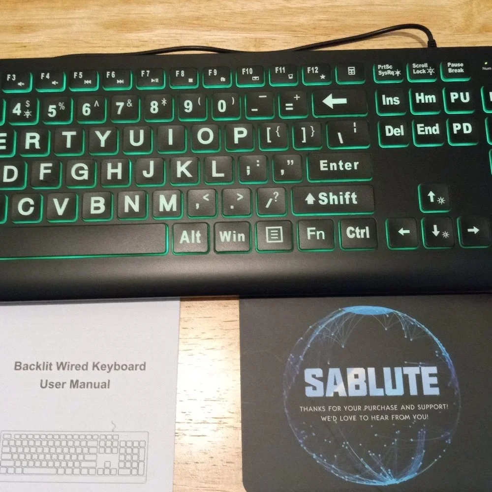 SABLUTE BACKLIT WIRELESS KEY BOARD - LARGE PRINT - MULTICOLORED